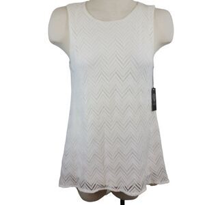 Vince Camuto Top Womans Small White Lace Overlay Hi-low Tank Cami Top
